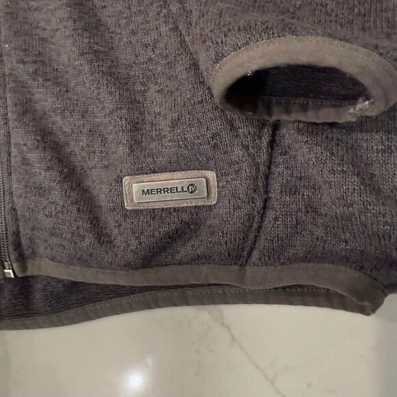 Merrell FullZip Gray Hoodie Sweatshirt Mens Medium Fuzzy Inside Outdoor Gorpcore - Picture 4 of 9